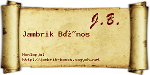 Jambrik Bános névjegykártya